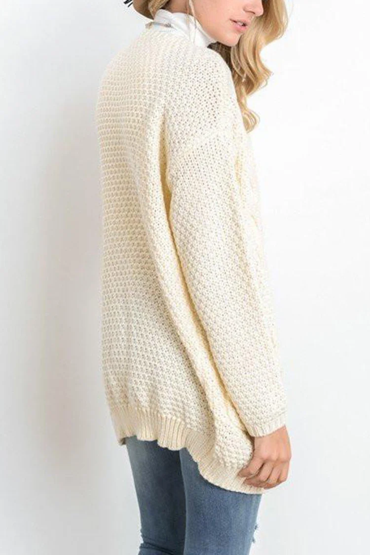 Damen Grober Strickcardigan mit offener Front und praktischen Taschen Drune