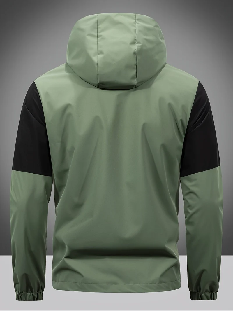 Drune | Herrenjacke mit Reißverschluss, Kapuze und Farbblockdesign