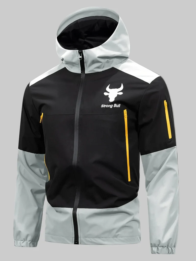 Drune | Herrenjacke mit Reißverschluss, Kapuze und Farbblockdesign