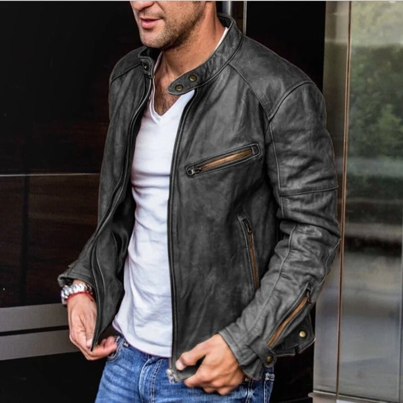 Drune | Wetterfeste, Vielseitige Lederjacke für Männer