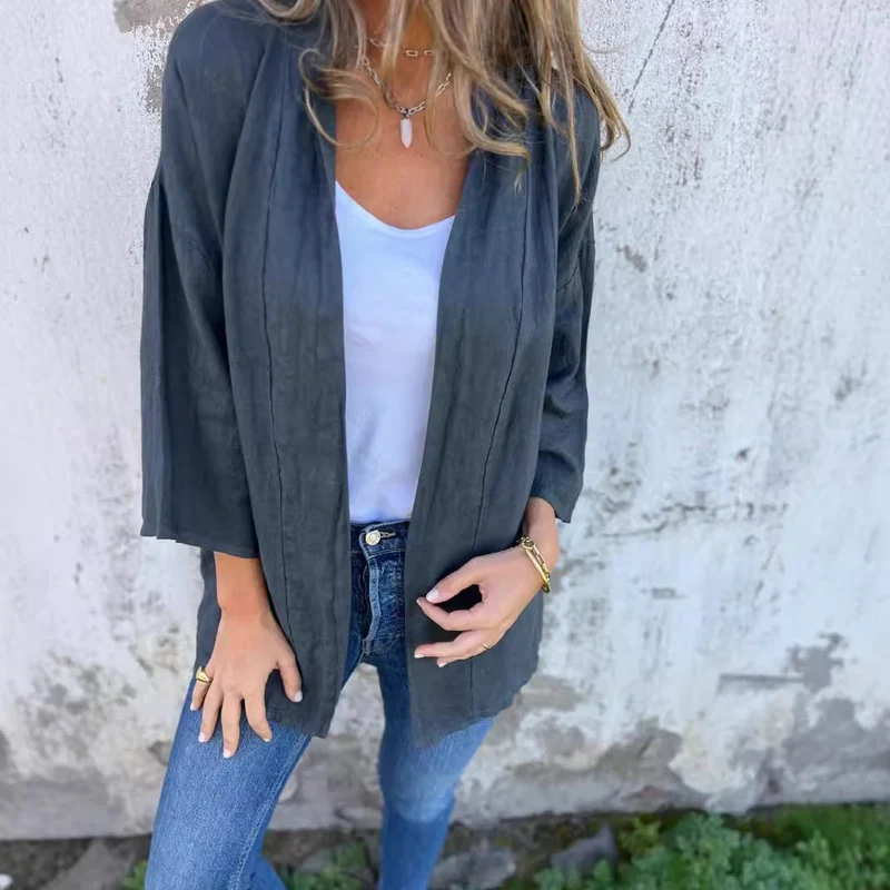 Damen lässige Sommerjacke aus leichtem Leinen Drune