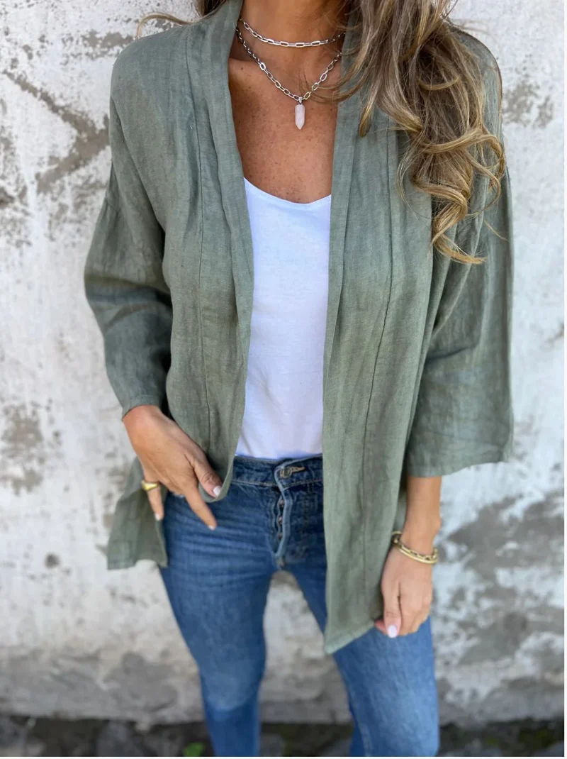 Damen lässige Sommerjacke aus leichtem Leinen Drune