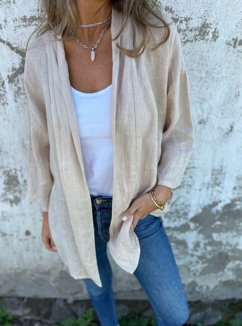 Damen lässige Sommerjacke aus leichtem Leinen Drune
