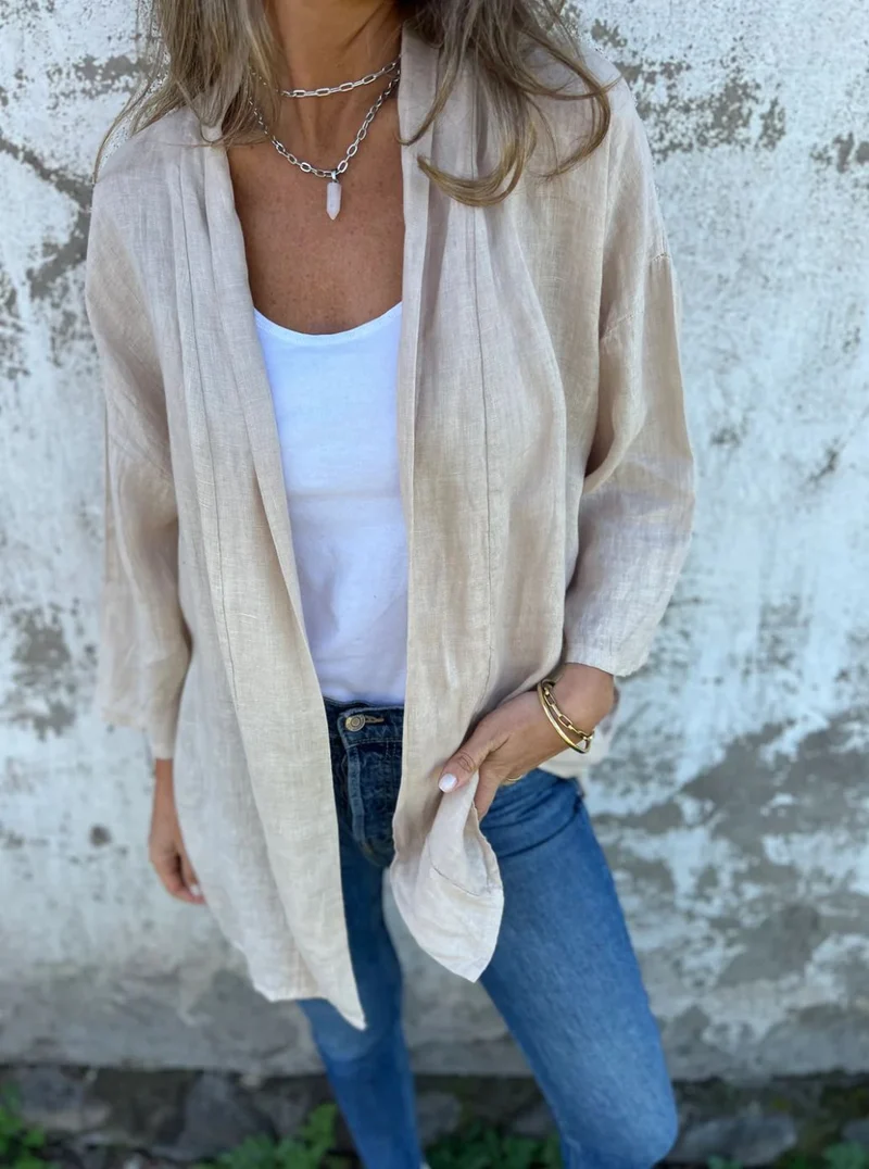 Damen lässige Sommerjacke aus leichtem Leinen Drune