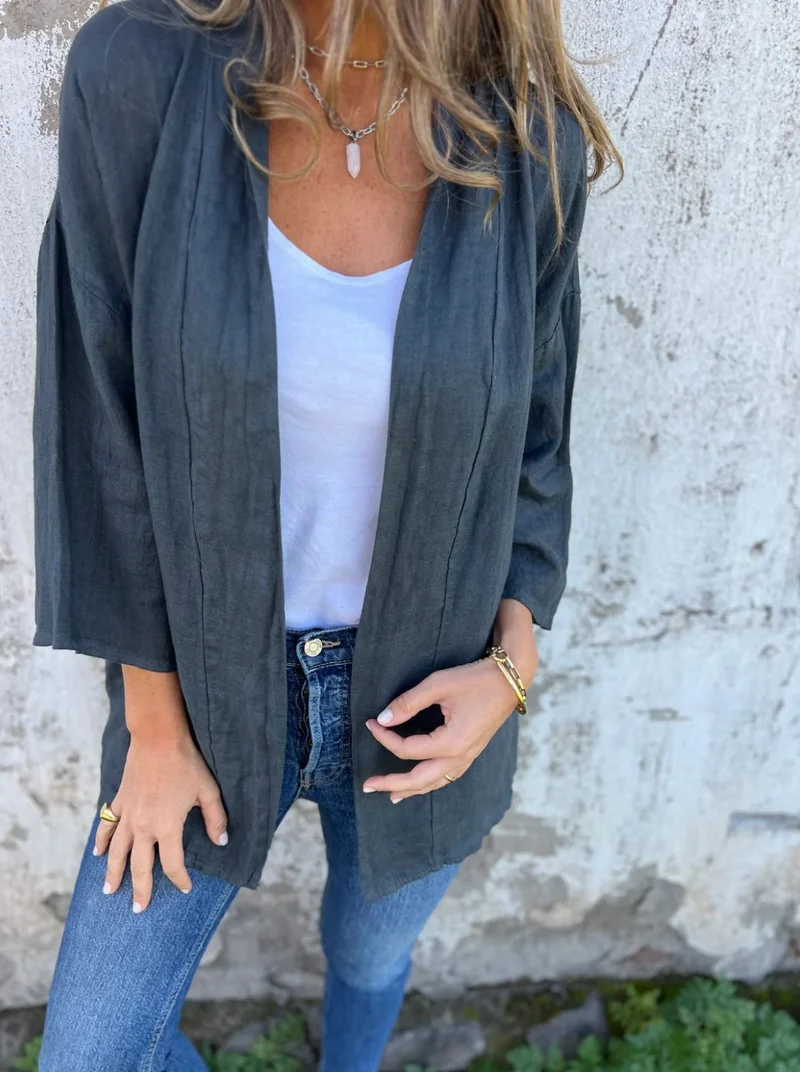 Damen lässige Sommerjacke aus leichtem Leinen Drune