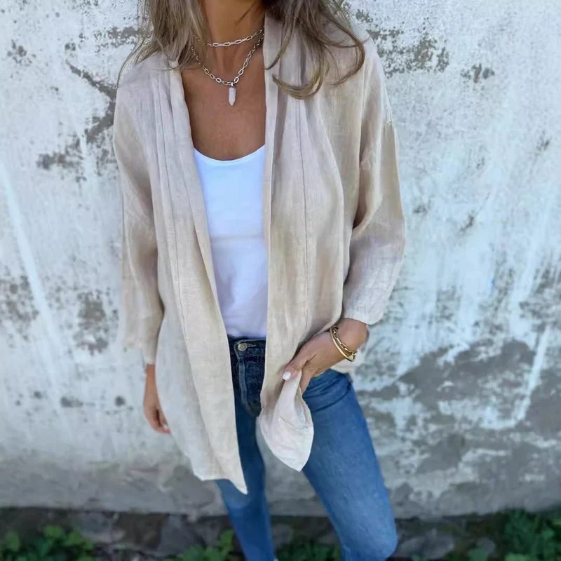 Damen lässige Sommerjacke aus leichtem Leinen Drune