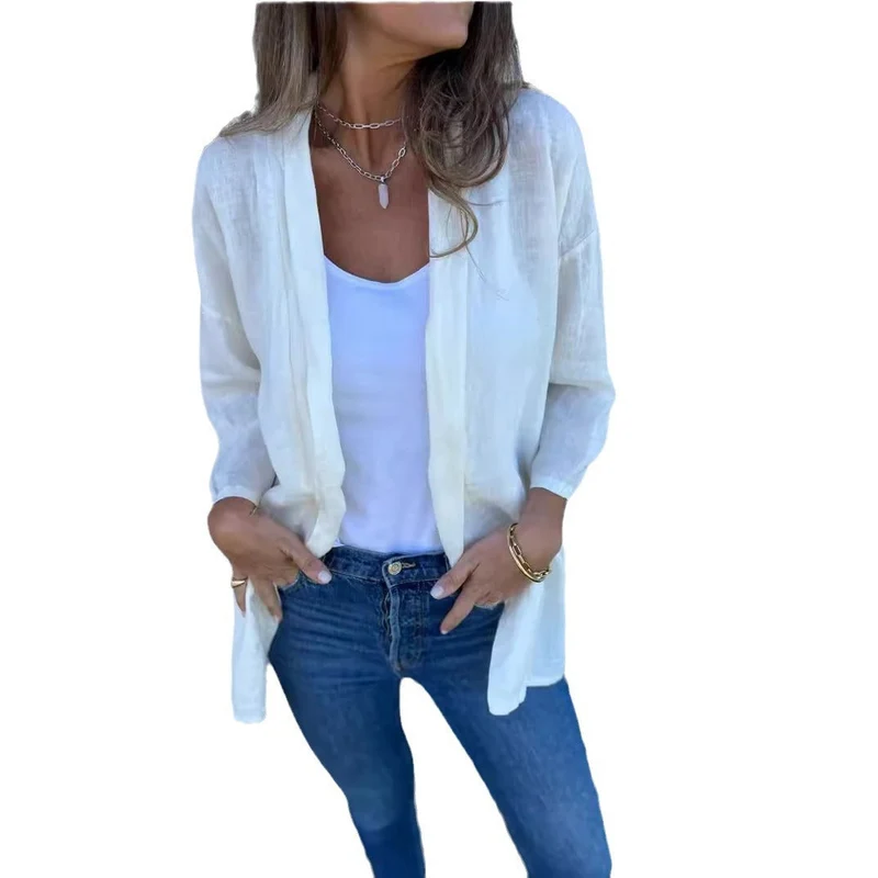 Damen lässige Sommerjacke aus leichtem Leinen Drune