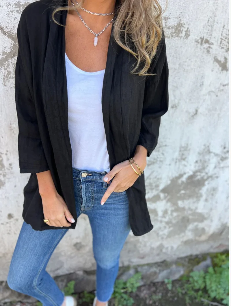 Damen lässige Sommerjacke aus leichtem Leinen Drune