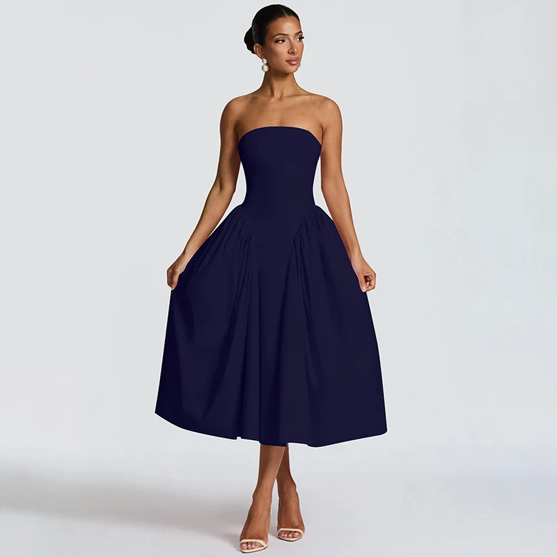 Damen Maxikleid mit schulterfreiem Design und fließendem Schnitt Drune