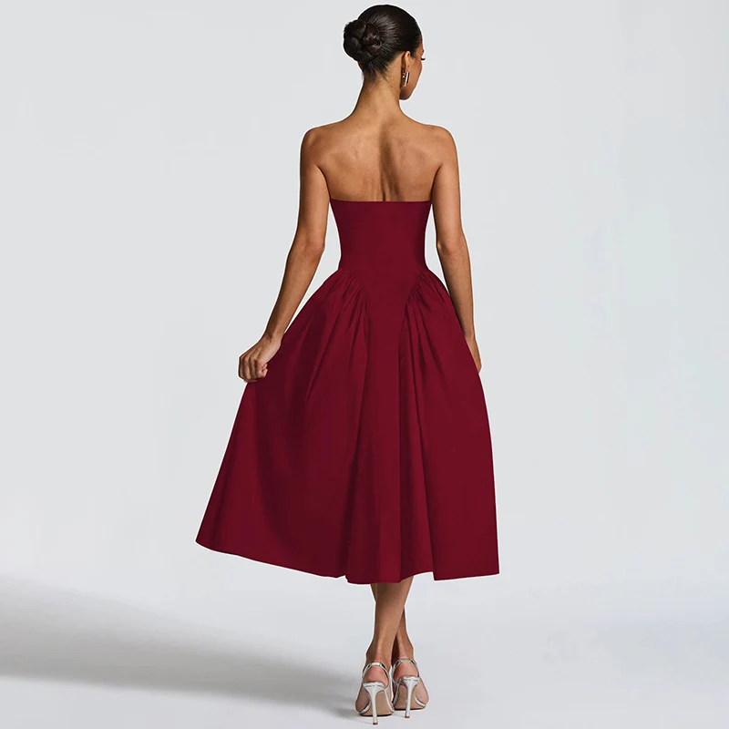 Damen Maxikleid mit schulterfreiem Design und fließendem Schnitt Drune
