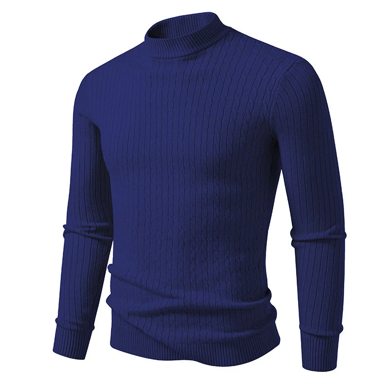 Herren nan figurbetonter Feinstrickpullover mit Stehkragen und Zopfmuster Drune