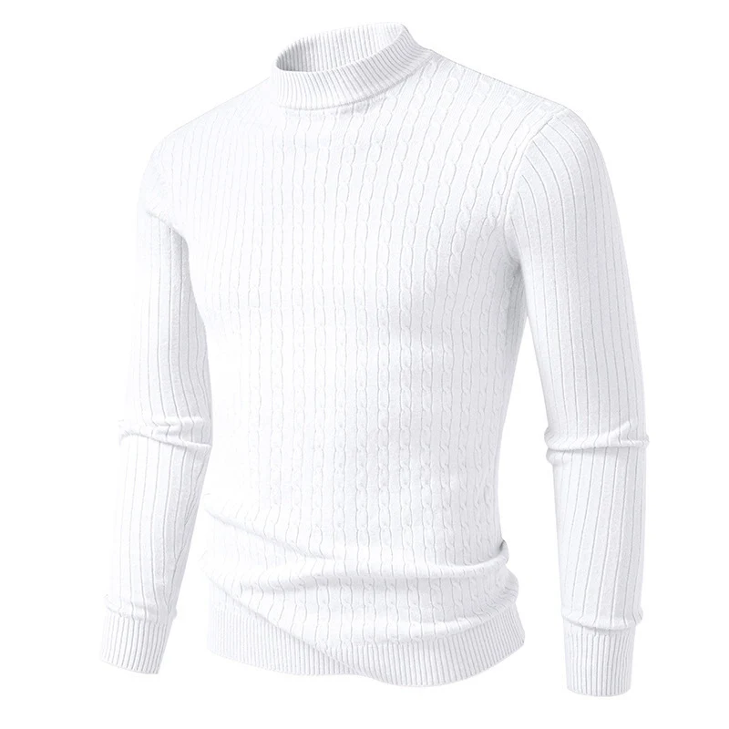 Herren nan figurbetonter Feinstrickpullover mit Stehkragen und Zopfmuster Drune