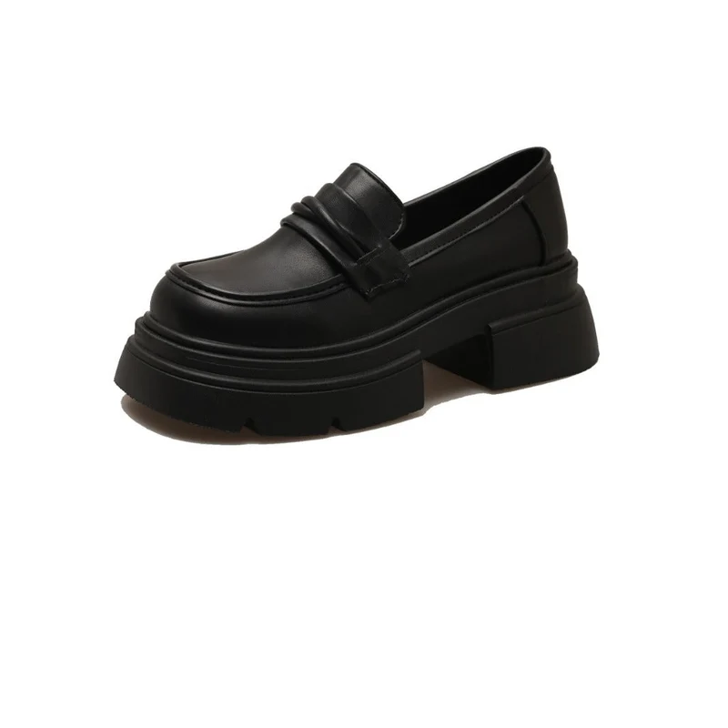 Damen Modische Loafers mit glänzender Oberfläche und robustem Plateau Drune