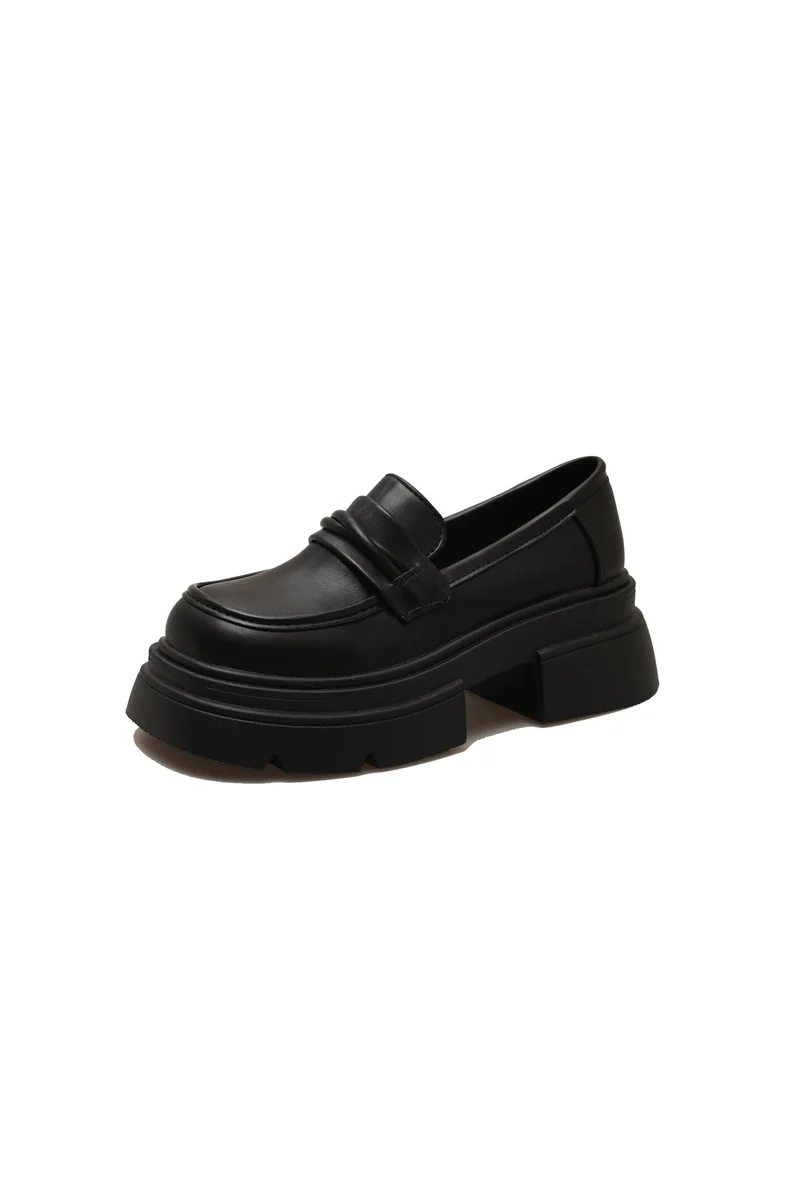 Damen Modische Loafers mit glänzender Oberfläche und robustem Plateau Drune