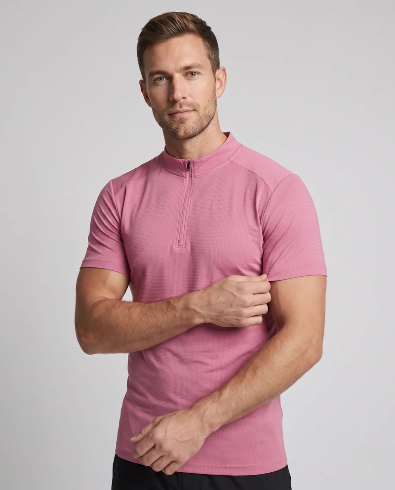 Herren Sportliches Kurzarm Laufshirt mit Reißverschluss und atmungsaktiven Eigenschaften Drune