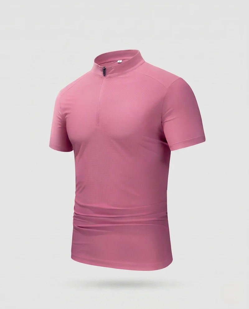Herren Sportliches Kurzarm Laufshirt mit Reißverschluss und atmungsaktiven Eigenschaften Drune