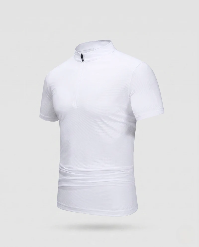 Herren Sportliches Kurzarm Laufshirt mit Reißverschluss und atmungsaktiven Eigenschaften Drune