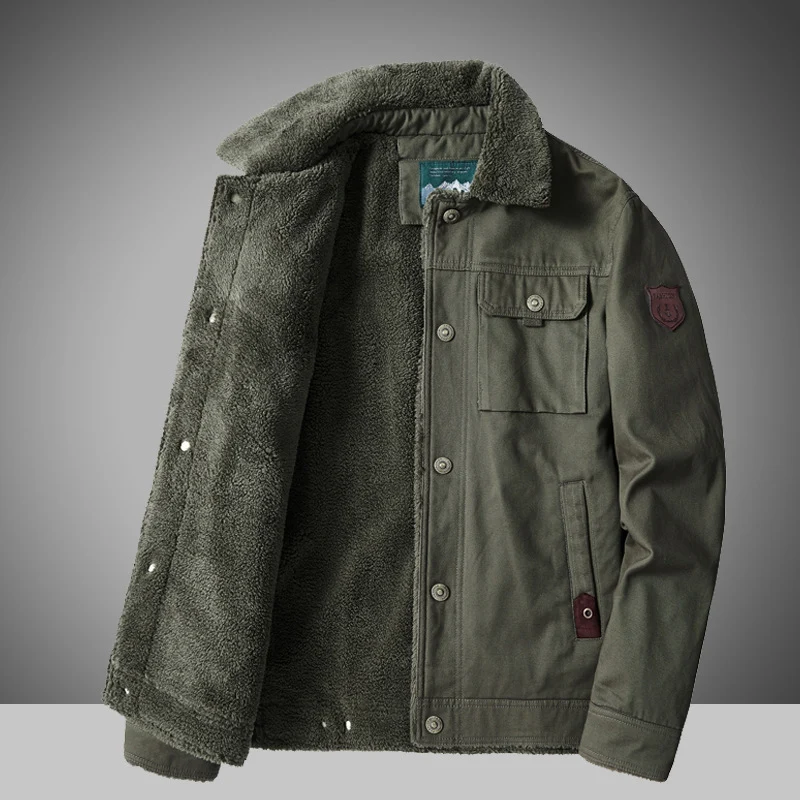 Herren Warme Winterjacke mit Teddyfutter Drune