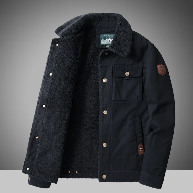Herren Warme Winterjacke mit Teddyfutter Drune