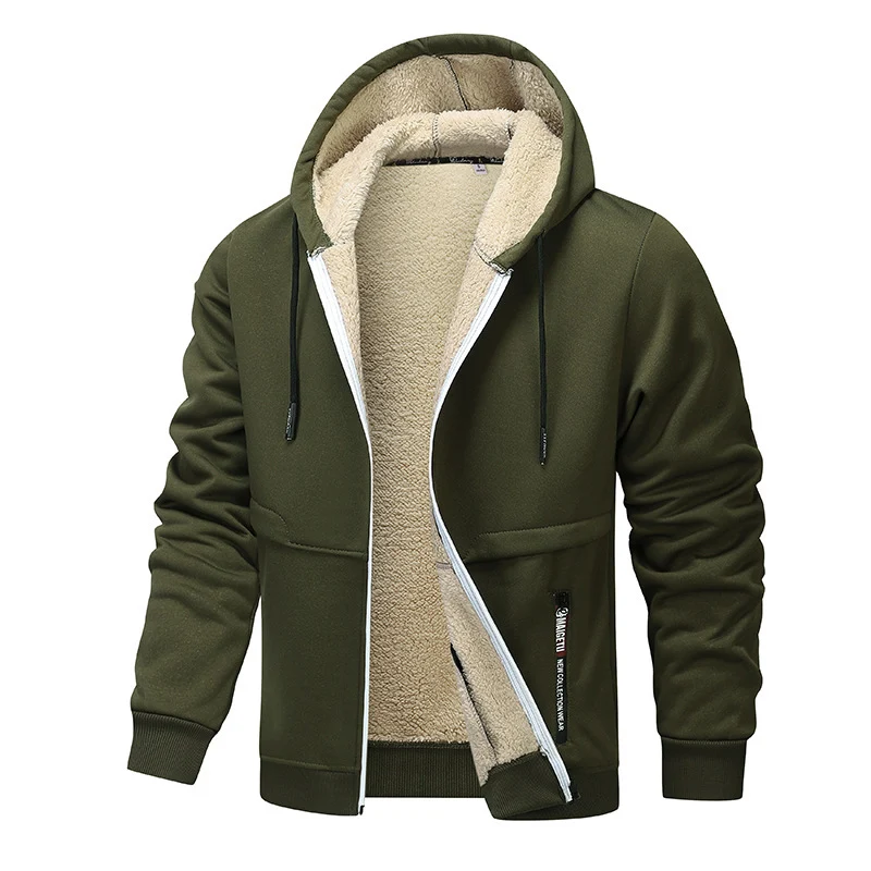 Herren Warme Kapuzenjacke mit Fleece-Innenfutter Drune