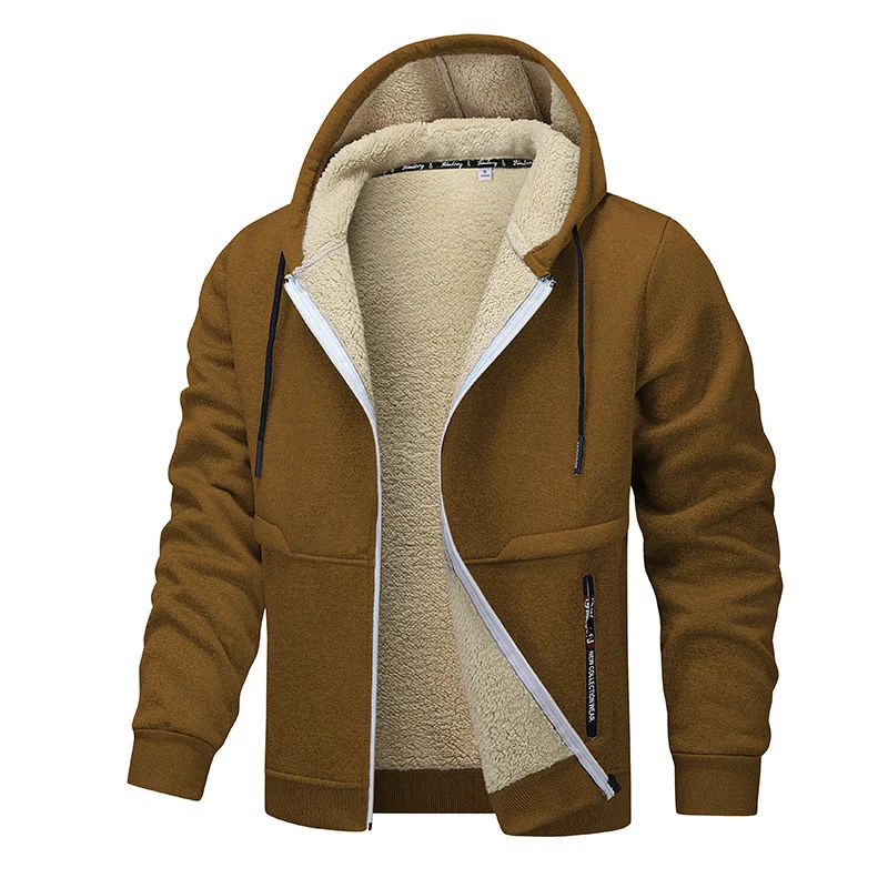Herren Warme Kapuzenjacke mit Fleece-Innenfutter Drune