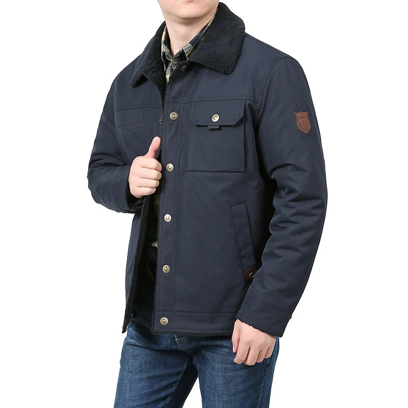 Herren Warme Fleecejacke mit hochgeschlossenem Kragen Drune
