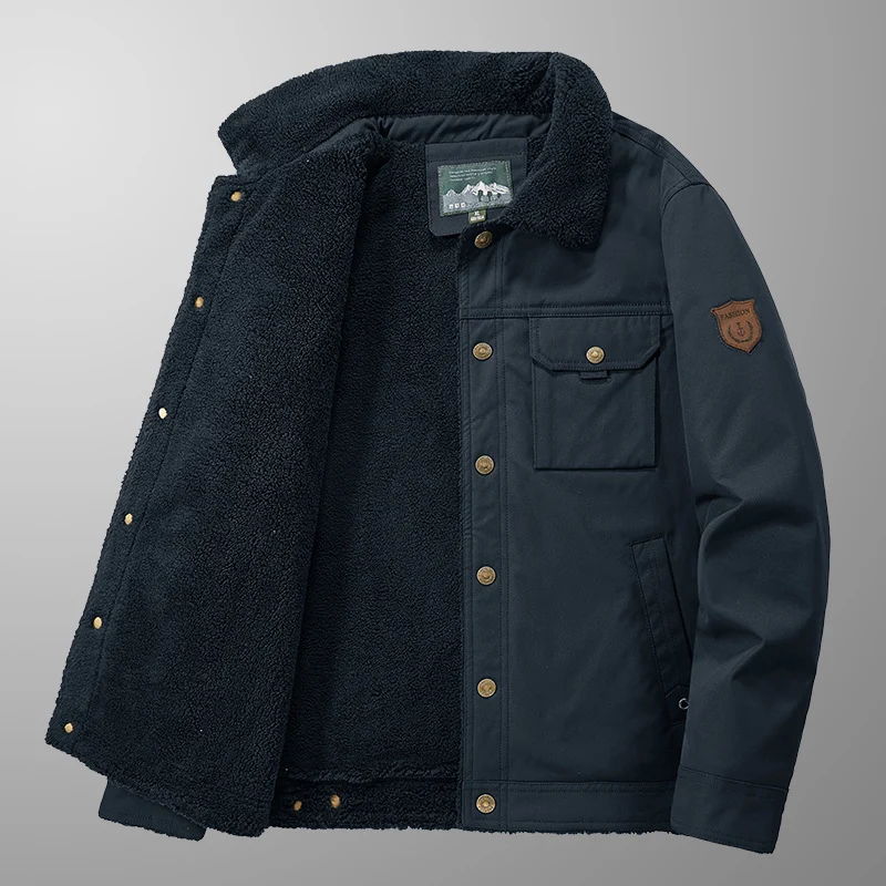 Herren Warme Fleecejacke mit hochgeschlossenem Kragen Drune