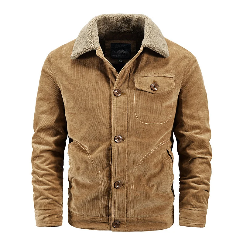 Herren Warme Cordjacke mit Teddyfutter Drune