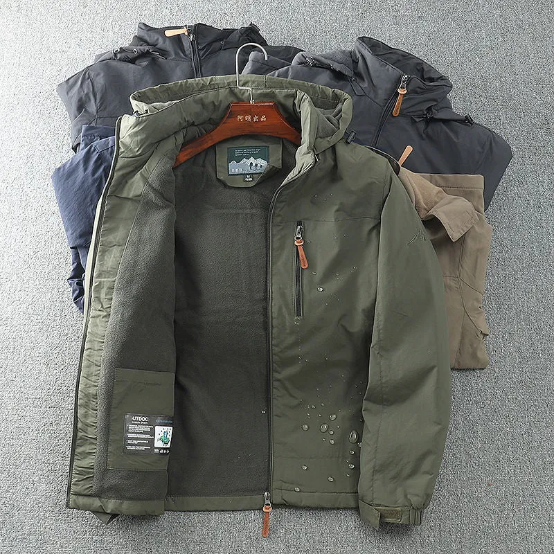 Herren Warm gefütterte Funktionsjacke mit verstellbarer Kapuze Drune