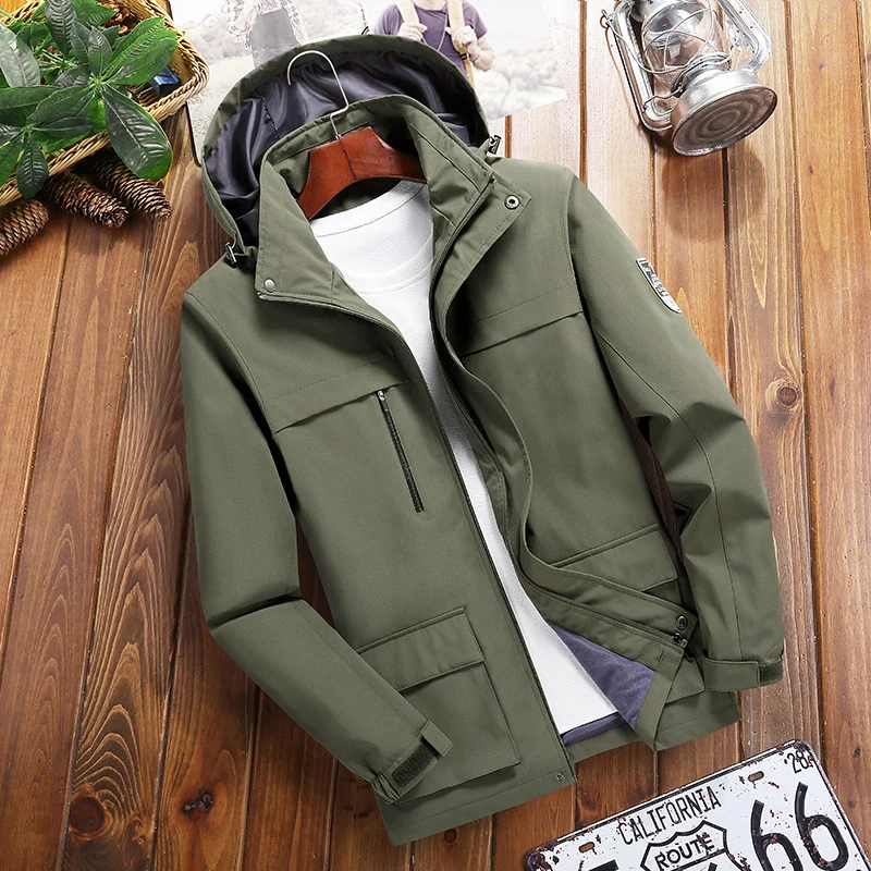 Herren Trendige Outdoor-Jacke mit abnehmbarer Kapuze Drune