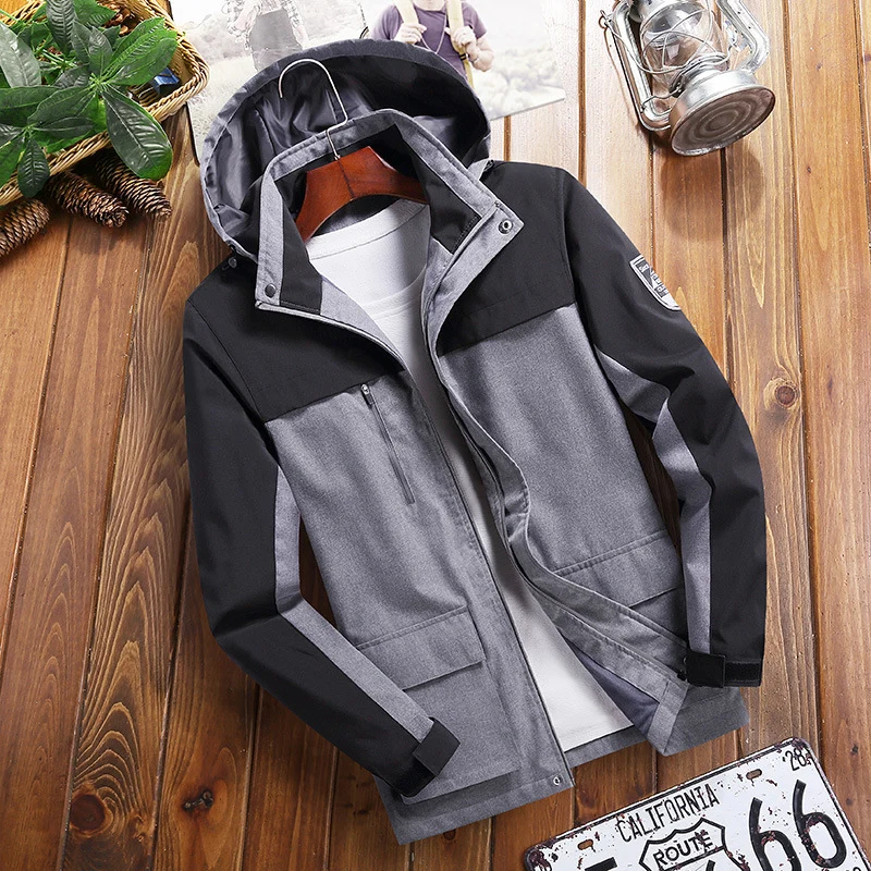 Herren Trendige Outdoor-Jacke mit abnehmbarer Kapuze Drune