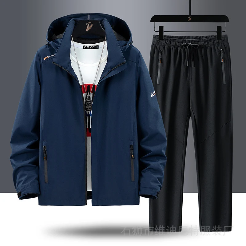 Herren Tragbare Outdoor-Jacke mit sportlichen Jogginghosen Drune