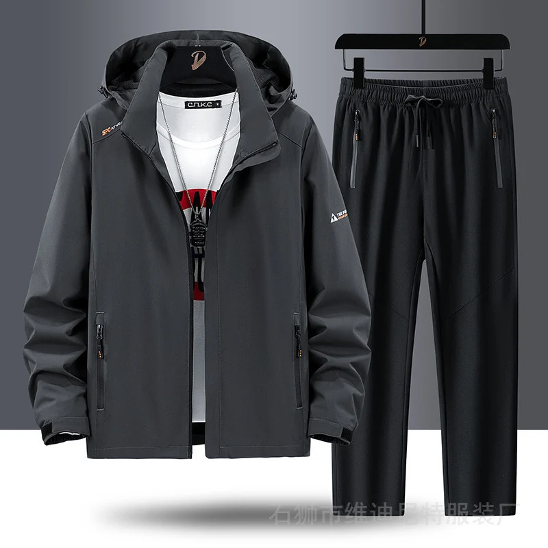 Herren Tragbare Outdoor-Jacke mit sportlichen Jogginghosen Drune