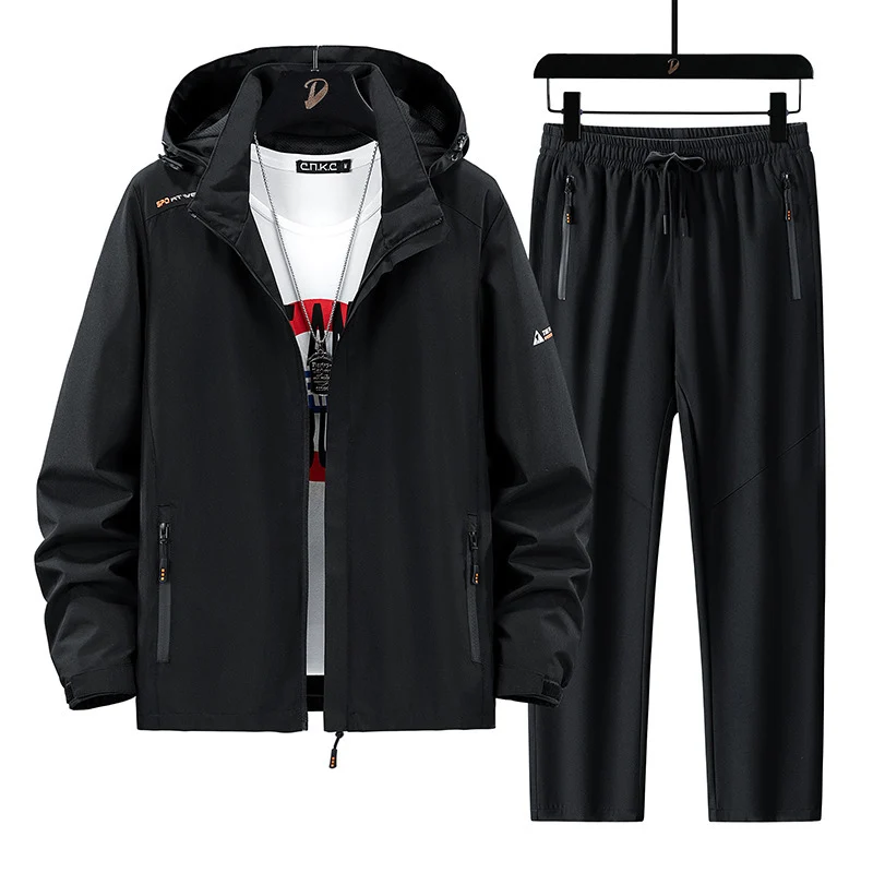 Herren Tragbare Outdoor-Jacke mit sportlichen Jogginghosen Drune