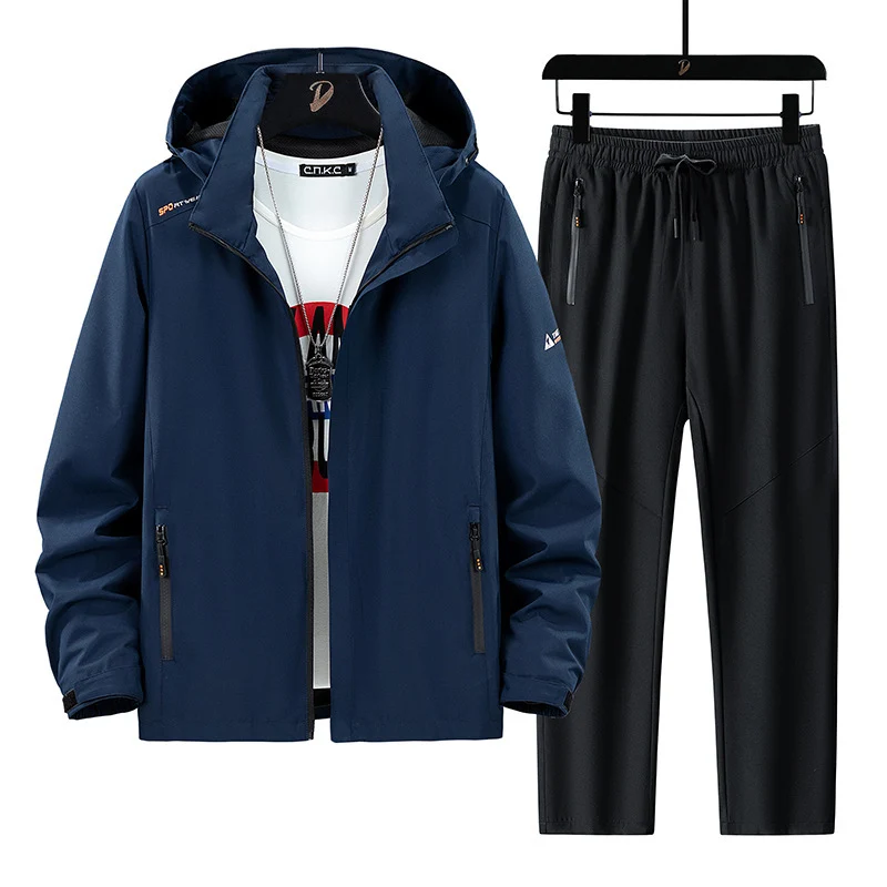 Herren Tragbare Outdoor-Jacke mit sportlichen Jogginghosen Drune