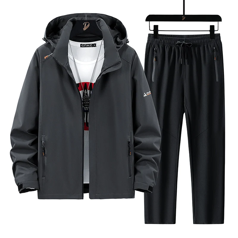 Herren Tragbare Outdoor-Jacke mit sportlichen Jogginghosen Drune