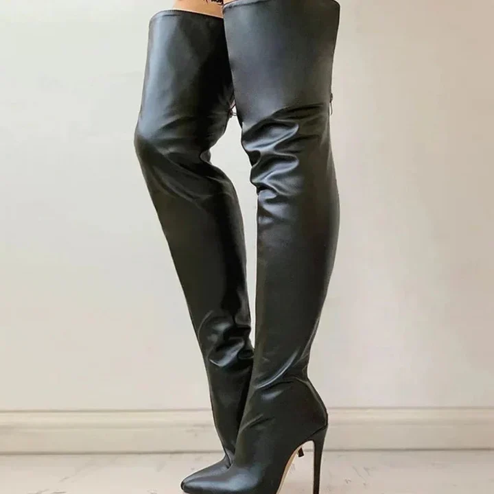 Drune | Bequeme Hochhackige Schuhe für Frauen Oberschenkel Hoch