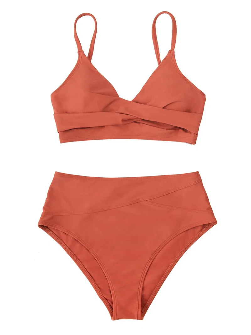 Damen Hochtailliertes Wickel-Bikini-Set Drune