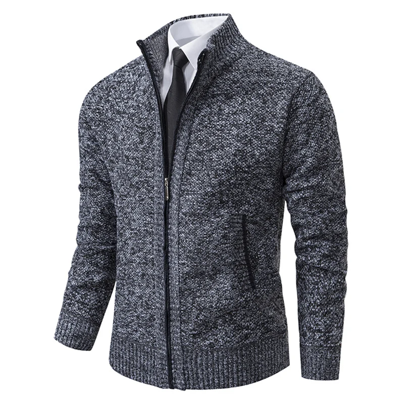 Herren elegante Strickjacke mit hohem Kragen und praktischem Reißverschluss Drune