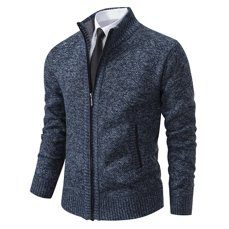 Herren elegante Strickjacke mit hohem Kragen und praktischem Reißverschluss Drune