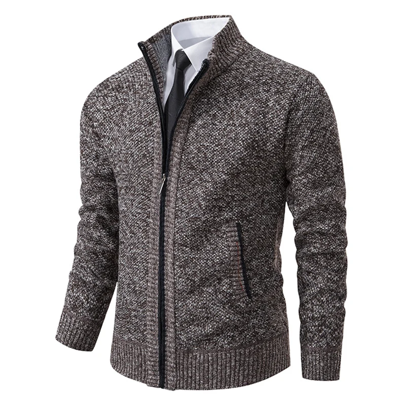 Herren elegante Strickjacke mit hohem Kragen und praktischem Reißverschluss Drune