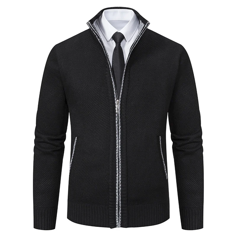 Herren elegante Strickjacke mit hohem Kragen und praktischem Reißverschluss Drune