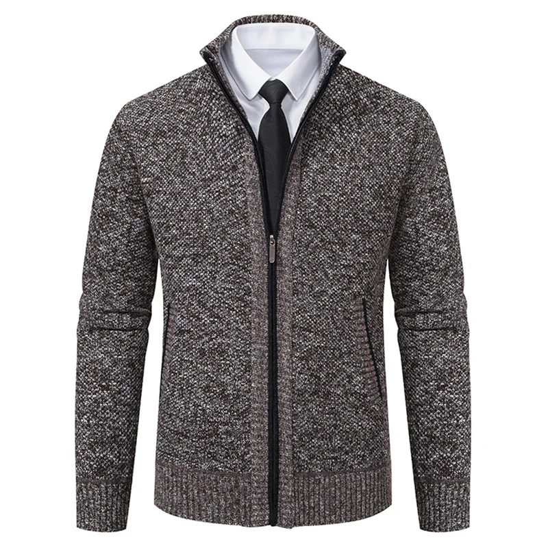 Herren elegante Strickjacke mit hohem Kragen und praktischem Reißverschluss Drune