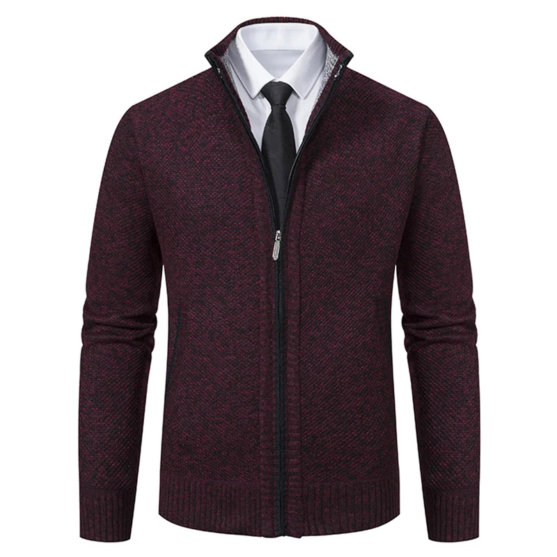 Herren elegante Strickjacke mit hohem Kragen und praktischem Reißverschluss Drune