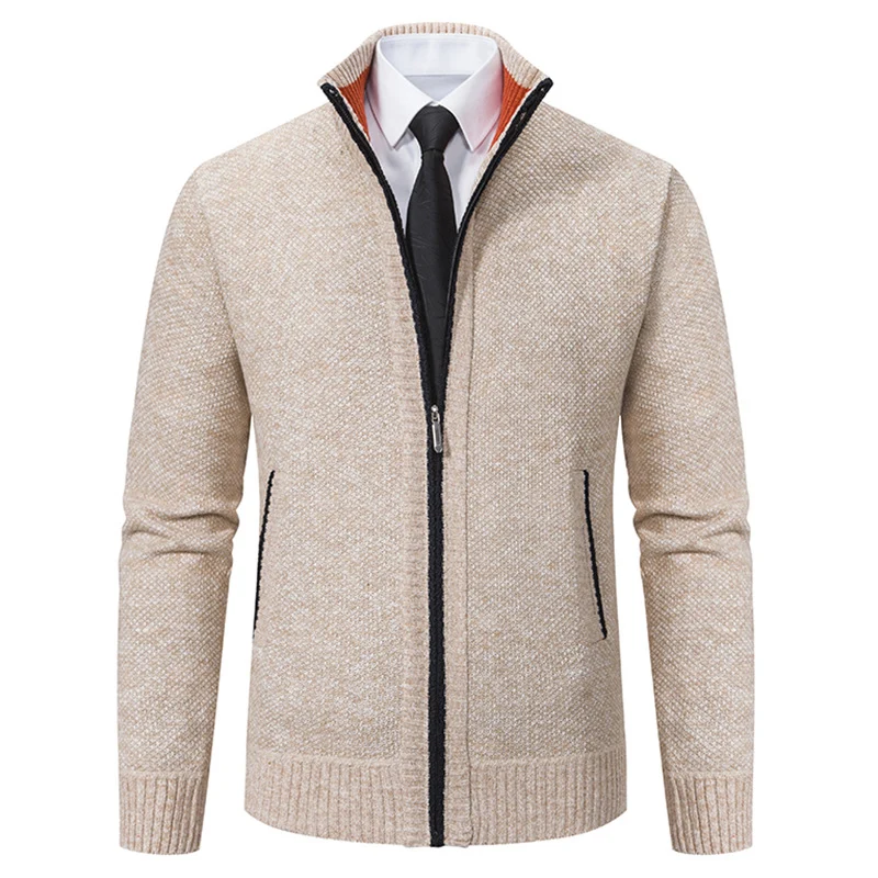 Herren elegante Strickjacke mit hohem Kragen und praktischem Reißverschluss Drune