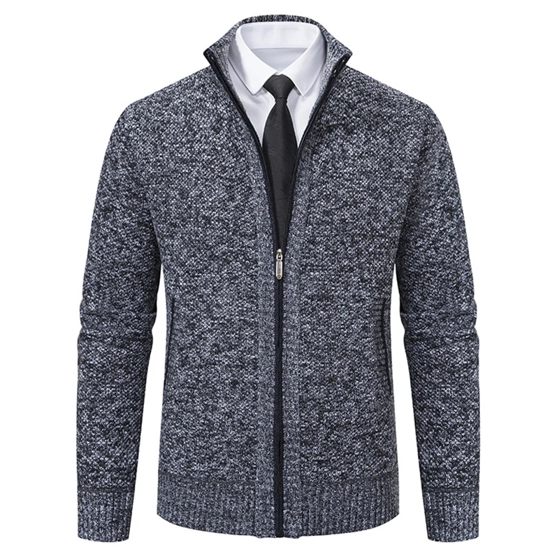 Herren elegante Strickjacke mit hohem Kragen und praktischem Reißverschluss Drune