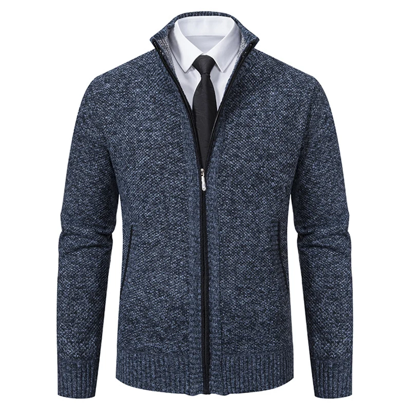 Herren elegante Strickjacke mit hohem Kragen und praktischem Reißverschluss Drune