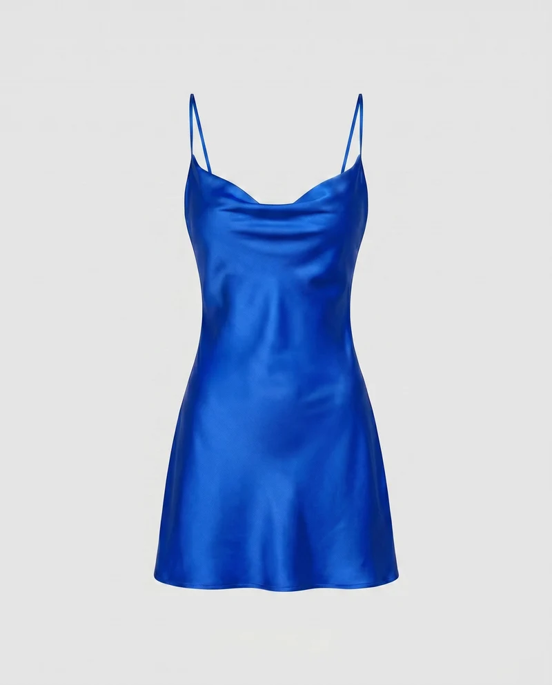 Damen Satin Minikleid mit verführerischem Ausschnitt und schwingendem Rock Drune