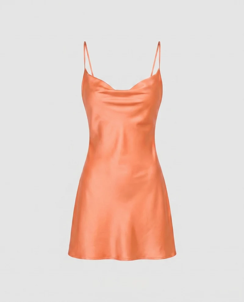 Damen Satin Minikleid mit verführerischem Ausschnitt und schwingendem Rock Drune