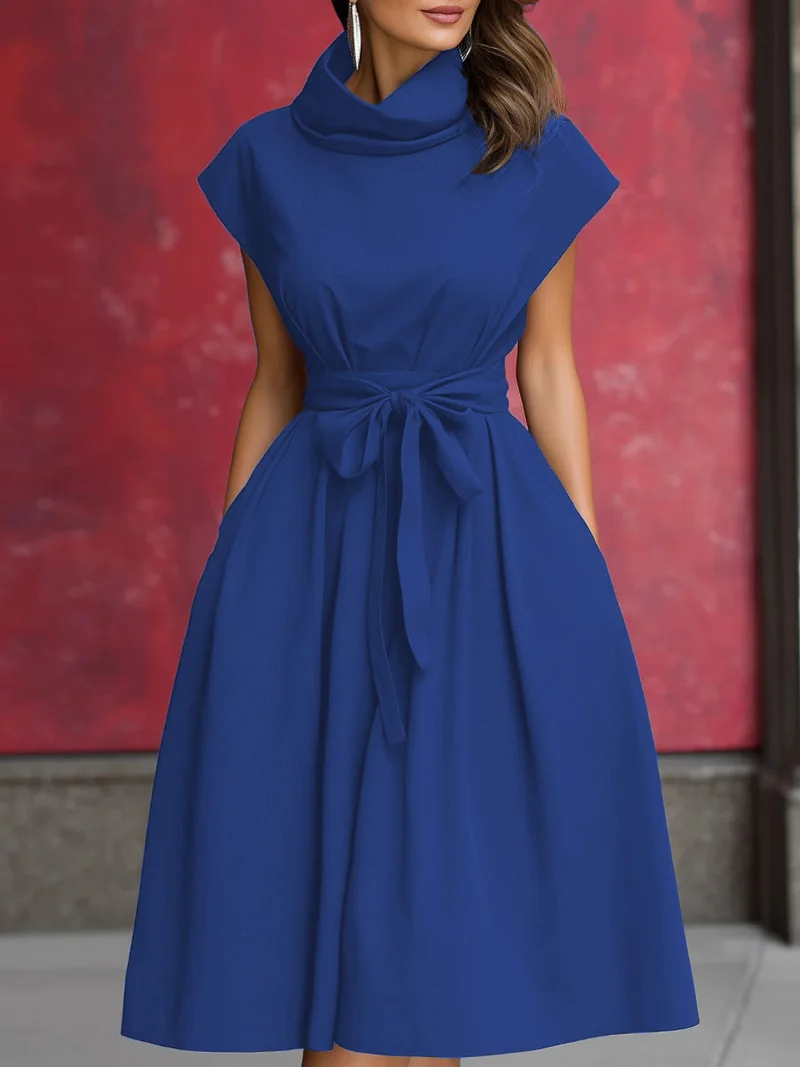 Damen Kleid mit schicker, geraffter Kapuze und praktischen Taschen Drune